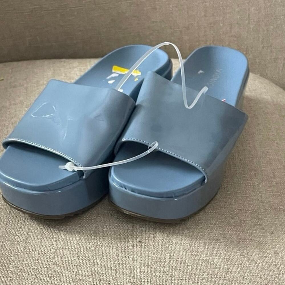 Vionic Trista Women's Slide Wedge Sandal With Arch Supp Blue Shadow - S75